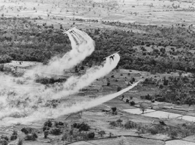 Three planes spraying agent orange in Vietnam